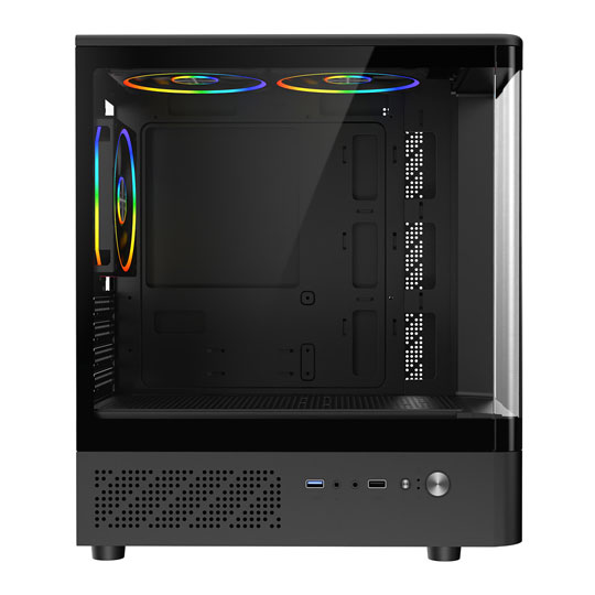 CiT F3 Tempered Glass Black Micro-ATX Tower Curved Gaming Case