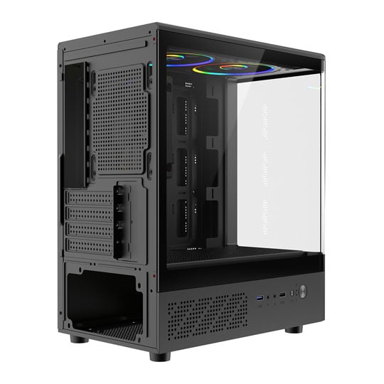 CiT F3 Tempered Glass Black Micro-ATX Tower Curved Gaming Case : image 4