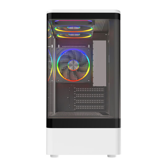 CiT F3 Tempered Glass White Micro-ATX Tower Curved Gaming Case : image 3