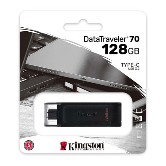 Kingston DataTraveler 70 128GB USB-C 3.2 Gen 1 Flash Drive Kingston DataTraveler 70 128GB USB-C 3.2 Gen 1 Flash Drive