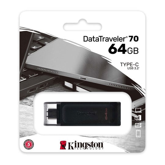 Kingston DataTraveler 70 64GB USB-C 3.2 Gen 1 Flash Drive Kingston DataTraveler 70 64GB USB-C 3.2 Gen 1 Flash Drive
