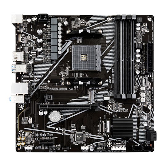 Gigabyte A520M DS3H V2 AM4 DDR4 PCIe 3.0 Micro-ATX Motherboard