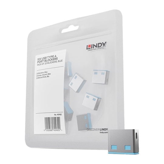 Lindy USB-A Port Blockers 10pcs Blue