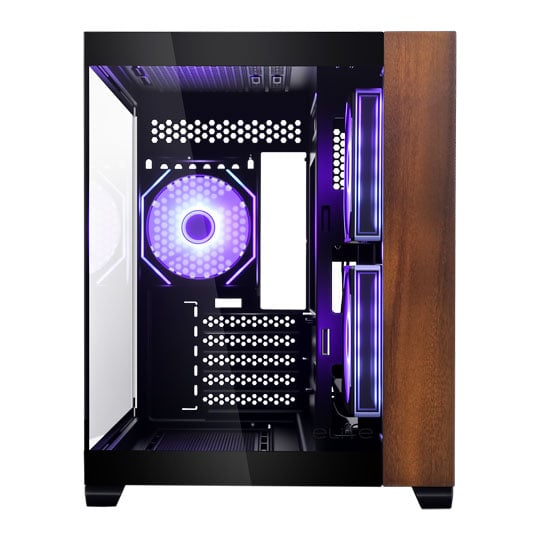 Cooler Master Elite 481 Wood Black Dual Chamber RGB MicroATX Tower Tempered Glass PC Case