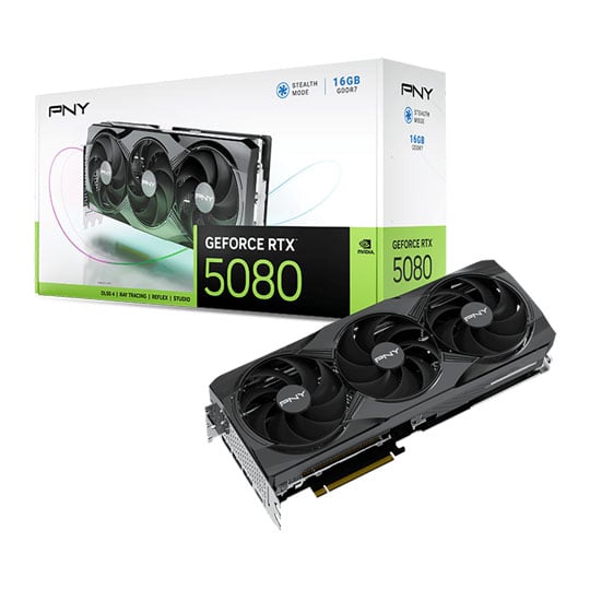 PNY NVIDIA GeForce RTX 5080 16GB Triple Fan Blackwell Graphics Card PNY NVIDIA GeForce RTX 5080 16GB Triple Fan Blackwell Graphics Card