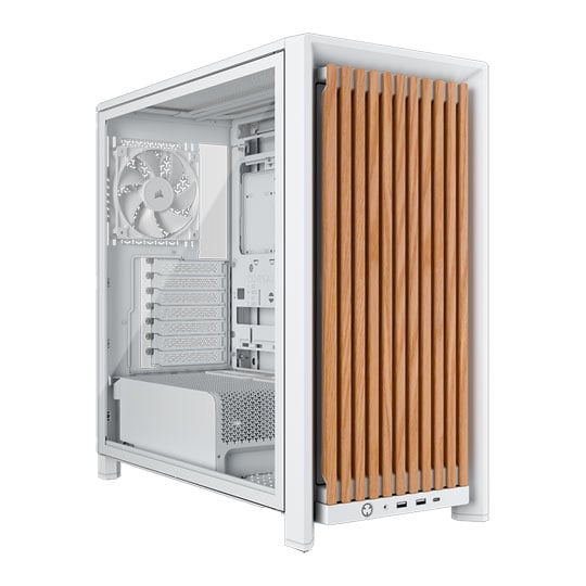 CORSAIR FRAME 4000D Wood RS White Mid Tower Tempered Glass PC Case