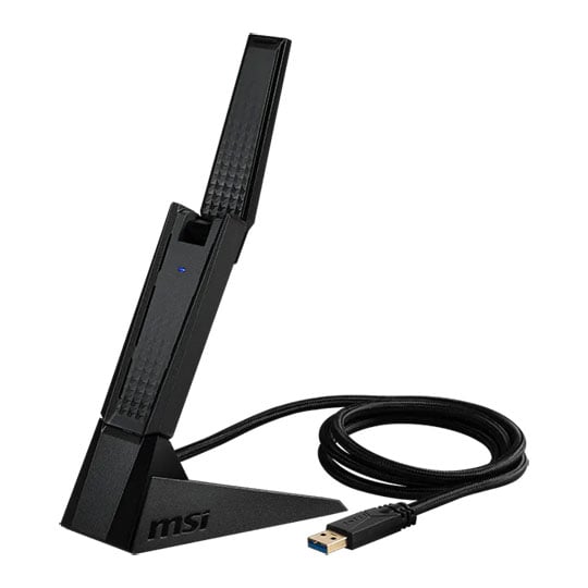 MSI AXE1800 Wi-Fi 6 Dual-Band USB3.0 Adapter with Stand MSI AXE1800 Wi-Fi 6 Dual-Band USB3.0 Adapter with Stand