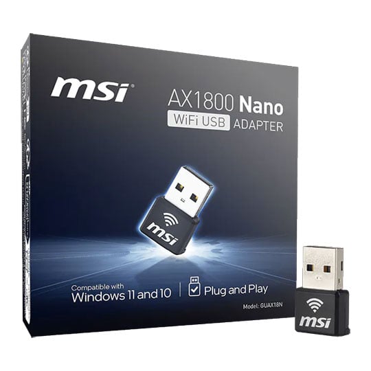 MSI BE6500 Wi-Fi 6 Nano Dual Band USB 2.0 Adapter MSI BE6500 Wi-Fi 6 Nano Dual Band USB 2.0 Adapter