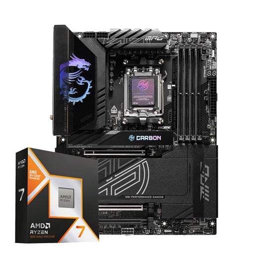 MSI MPG X870E Carbon WiFi + AMD Ryzen 7 9850X3D + 32GB Corsair DDR5 Vengeance Bundle