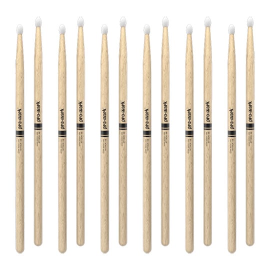 6 x Pairs ProMark Classic Attack 5B Shira Kashi Oak Drumstick, Oval Nylon Tip