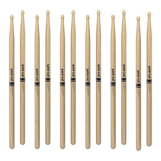 6 x  Pairs - ProMark Classic Forward 2B Hickory Drumstick, Oval Wood Tip