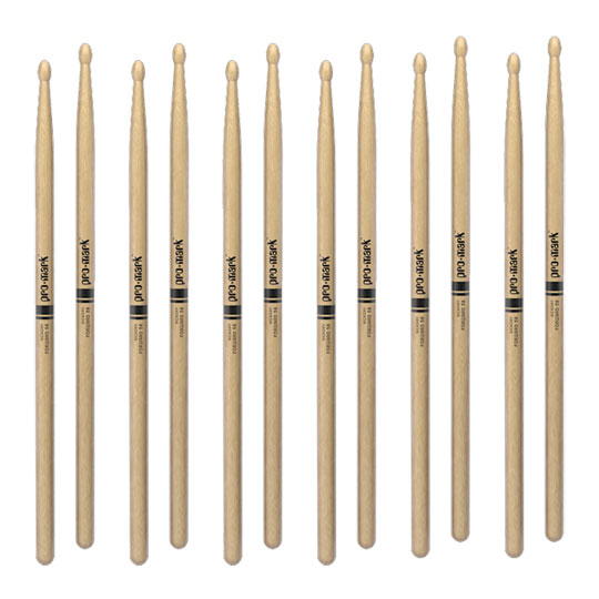 6 x Pairs ProMark Classic Forward 5B Hickory Drumstick, Oval Wood Tip