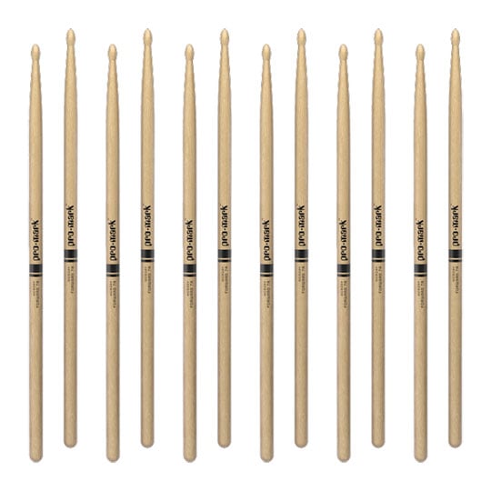 6 x  Pairs - ProMark Classic Forward 7A Hickory Drumstick, Oval Wood Tip
