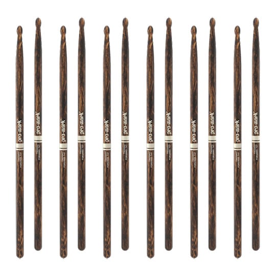 6 x Pairs - ProMark Classic Forward 747 FireGrain Hickory Drumstick, Oval Wood Tip