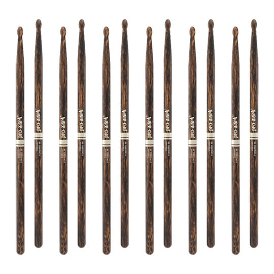 6 x Pairs - ProMark Classic Forward 5B FireGrain Hickory Drumstick, Oval Wood Tip