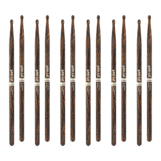 6 x Pairs - ProMark Classic Forward 2B FireGrain Hickory Drumstick, Oval Wood Tip