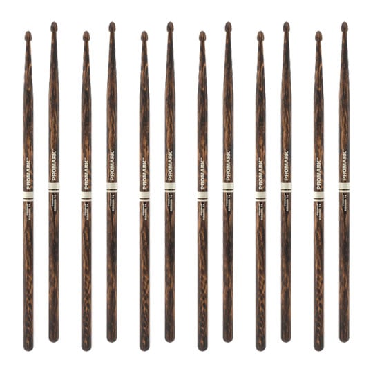 6 x Pairs ProMark Rebound 7A FireGrain Hickory Drumstick, Acorn Wood Tip