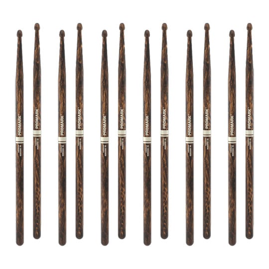 6 x Pairs - ProMark Rebound 5B FireGrain Hickory Drumstick, Acorn Wood Tip
