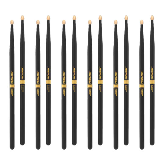 6 x Pairs ProMark Rebound 5B ActiveGrip Hickory Drumstick, Acorn Wood Tip