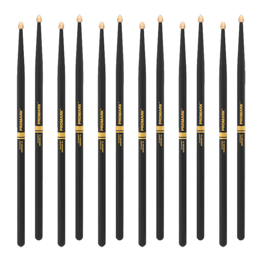 6 x Pairs ProMark - Rebound 5A ActiveGrip Hickory Drumstick, Acorn Wood Tip