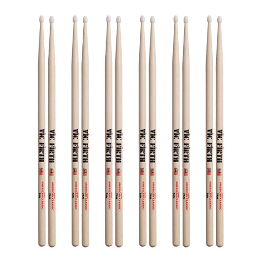 6 x Pairs - Vic Firth American Classic 7A Nylon Drumsticks