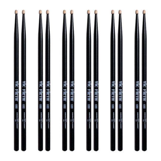 6 x Pairs Vic Firth - VF-5AB Black Hickory Drumsticks