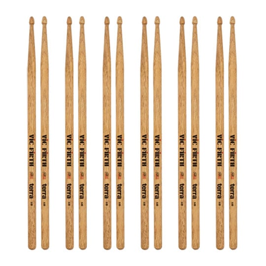6 x Pairs - Vic Firth VF-5BT Drumsticks Wood Tip