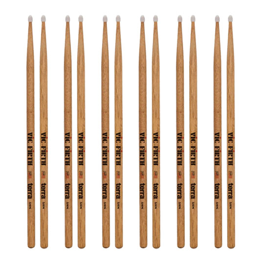 6 x Pairs Vic Firth VF-5ATN Drumsticks Nylon Tip