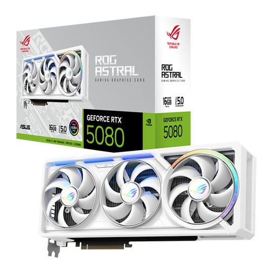 ASUS ROG ASTRAL NVIDIA GeForce RTX 5080 16GB WHITE Blackwell Graphics Card ASUS ROG ASTRAL NVIDIA GeForce RTX 5080 16GB WHITE Blackwell Graphics Card