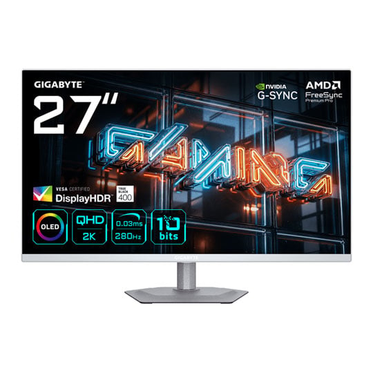 Gigabyte MO27Q2A ICE 27" QHD 280Hz QD-OLED FreeSync Premium Pro Gaming Monitor