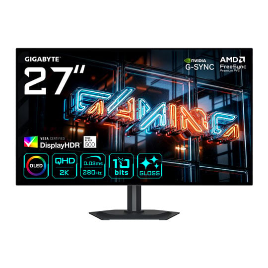 Gigabyte MO27Q28GR 27" QHD 280Hz WOLED FreeSync Premium Pro Gaming Monitor