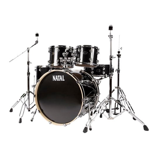 Natal Arcadia Poplar 5 Pc 22" Drum Kit with Hardware - Black Sparkle