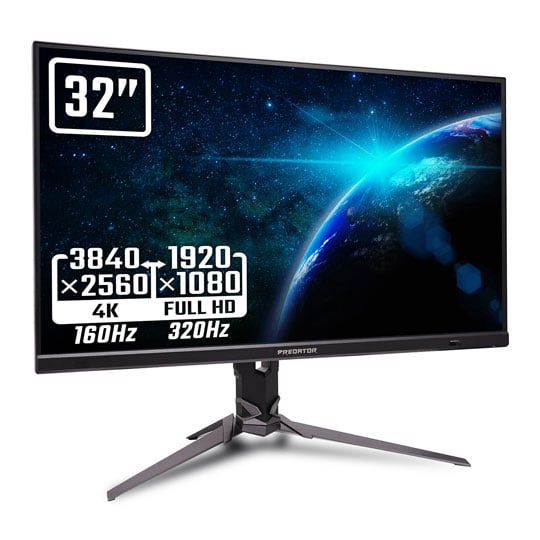 Acer Predator XB323QK V4bmi 32” 4K 160Hz / 1080p 320Hz Dual Mode FreeSync Premium IPS Gaming Monitor