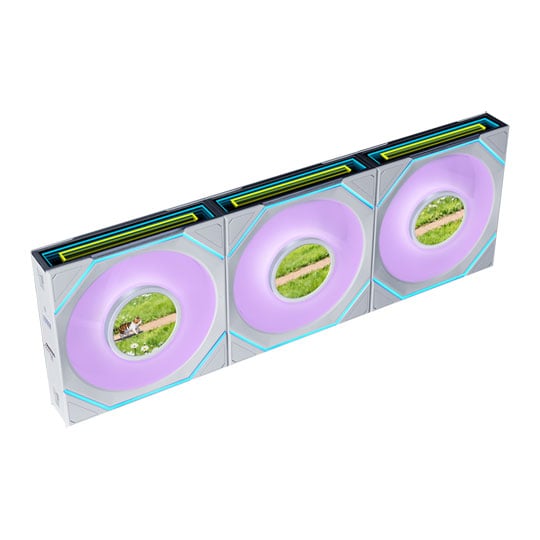 Lian Li Uni Fan SL-INF LCD Flex 120mm White Reverse Blade ARGB PWM Triple Fan Pack : image 1