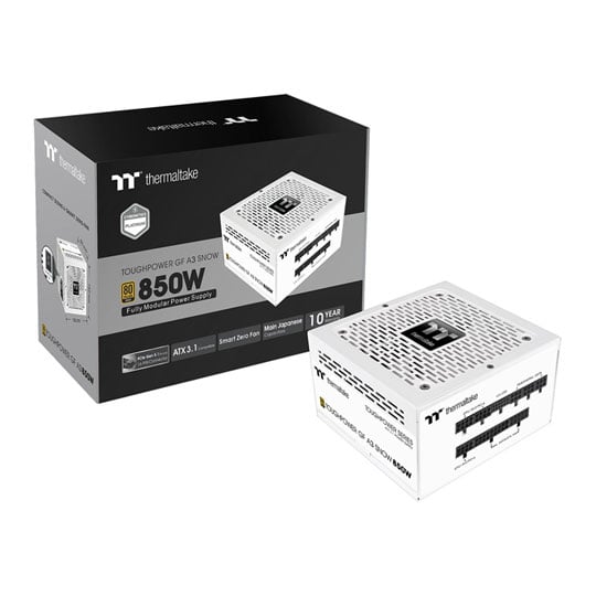 Open Box Thermaltake Toughpower GF A3 Snow 850 Watt Fully Modular 80+ Gold ATX 3.1 Power Supply