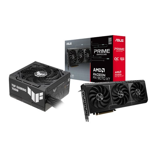 ASUS Radeon RX 9070 XT PRIME OC Graphics Card with ASUS TUF Gaming Bronze 750W PSU Bundle ASUS Radeon RX 9070 XT PRIME OC Graphics Card with ASUS TUF Gaming Bronze 750W PSU Bundle
