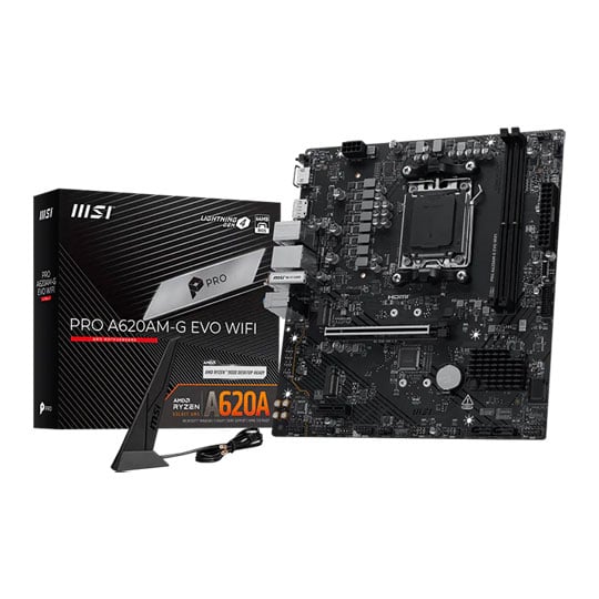 MSI PRO A620AM-G EVO Wi-Fi AM5 DDR5 PCIe 4.0 Micro-ATX Motherboard MSI PRO A620AM-G EVO Wi-Fi AM5 DDR5 PCIe 4.0 Micro-ATX Motherboard