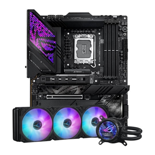 ASUS ROG STRIX Z890-E GAMING WIFI with ASUS ROG STRIX LC III LCD 360mm ARGB Black AIO Bundle