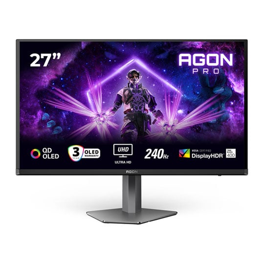 AOC AGON PRO AG276UZD 27" 4K 240Hz G-Sync Compatible DisplayHDR 400 QD-OLED Gaming Monitor