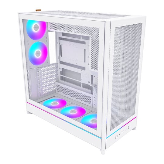 Refurbished Montech HS01 PRO White Reversible Mid Tower PC Case inc 5x ARGB Fans