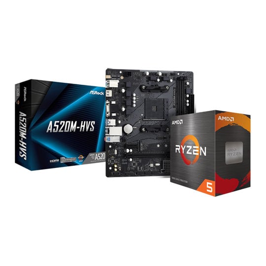 ASRock A520M-HVS Motherboard + AMD Ryzen 5 5500 Processor Bundle ASRock A520M-HVS Motherboard + AMD Ryzen 5 5500 Processor Bundle