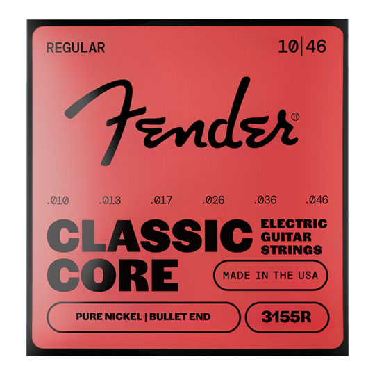 Fender Classic Core Bullets™ 3155R Guitar Strings, Pure Nickel, Bullet End, Gauges .010-.046 Fender Classic Core Bullets™ 3155R Guitar Strings, Pure Nickel, Bullet End, Gauges .010-.046