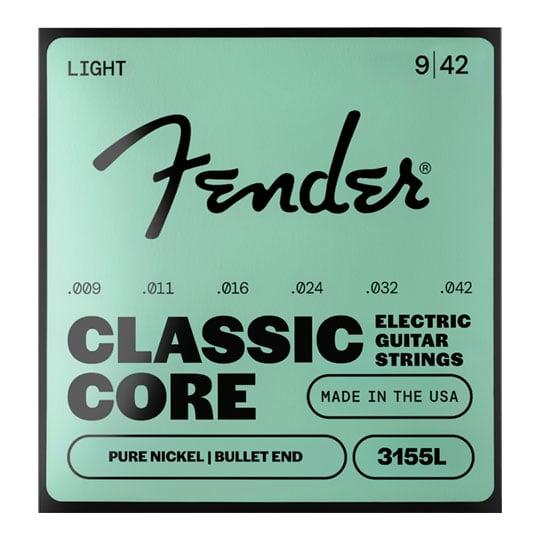 Fender Classic Core Bullets™ 3155L Guitar Strings, Pure Nickel, Bullet End, Gauges .009-.042 Fender Classic Core Bullets™ 3155L Guitar Strings, Pure Nickel, Bullet End, Gauges .009-.042