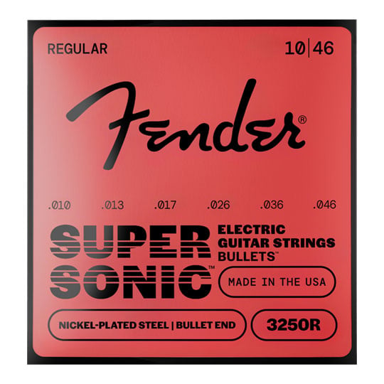Fender SuperSonic™ Bullets® 3250R Guitar Strings, Nickel-Plated Steel, Bullet End, Gauges .010-.046 Fender SuperSonic™ Bullets® 3250R Guitar Strings, Nickel-Plated Steel, Bullet End, Gauges .010-.046