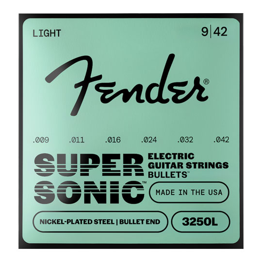 Fender SuperSonic™ Bullets® 3250L Guitar Strings, Nickel-Plated Steel, Bullet End, Gauges .009-.042 Fender SuperSonic™ Bullets® 3250L Guitar Strings, Nickel-Plated Steel, Bullet End, Gauges .009-.042
