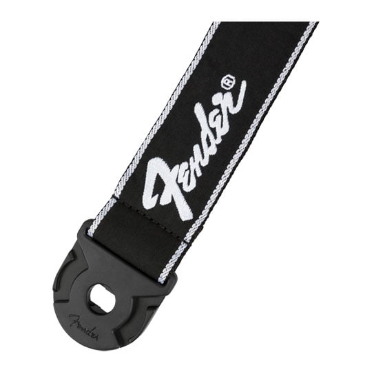 Fender Quick Grip Locking End Strap, Black with White Running Logo, 2" Fender Quick Grip Locking End Strap, Black with White Running Logo, 2"
