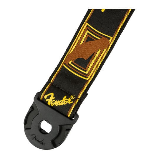 Fender Quick Grip Locking End Strap, Black/Yellow & Brown Monogram, 2" Fender Quick Grip Locking End Strap, Black/Yellow & Brown Monogram, 2"