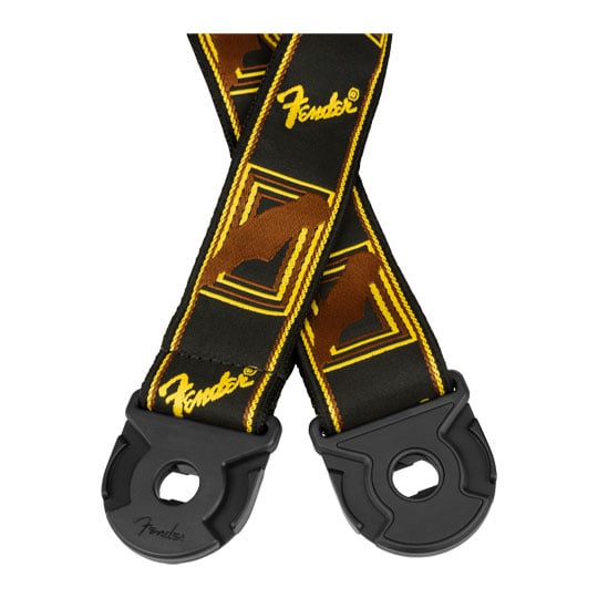 Fender Quick Grip Locking End Strap, Black/Yellow & Brown Monogram, 2" : image 3