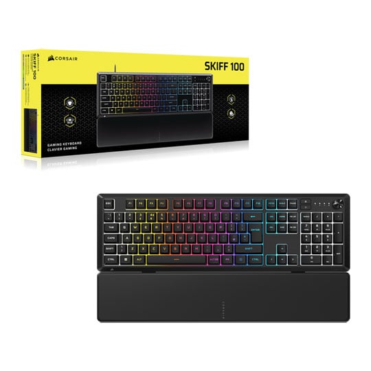 CORSAIR SKIFF 100 Wired Black UK Full Size RGB Membrane Gaming Keyboard : image 1