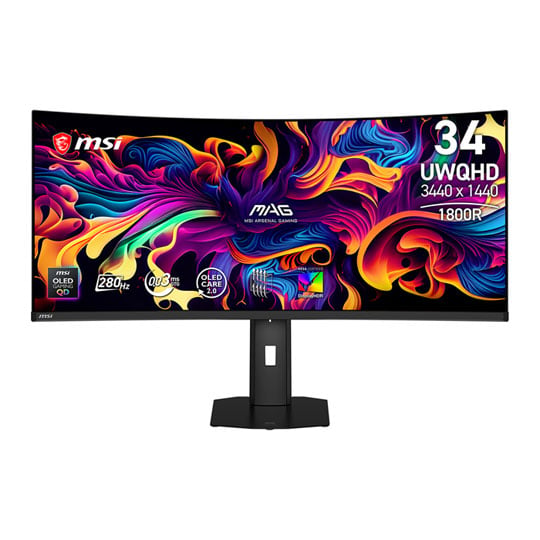 MSI MAG 341CQP QD-OLED X28 34” 1800R UWQHD 240Hz FreeSync Premium Pro QD-OLED Curved Gaming Monitor : image 1